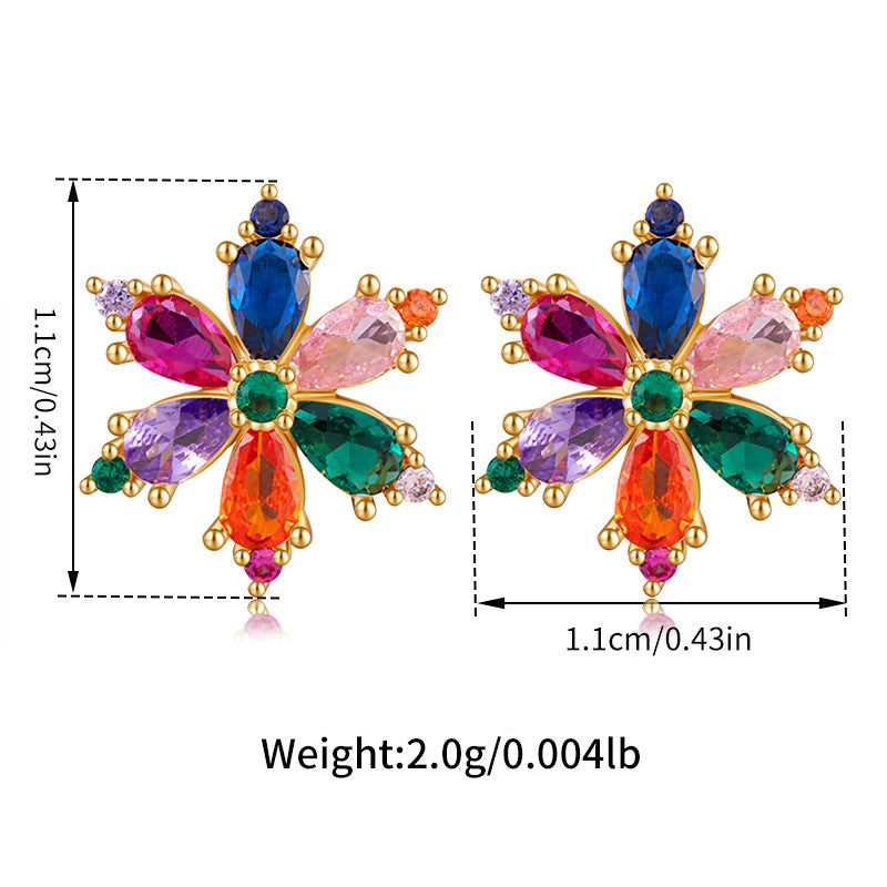 1 Pair Elegant Classic Style Streetwear Leaf Heart Shape Bow Knot Copper Zircon Ear Studs