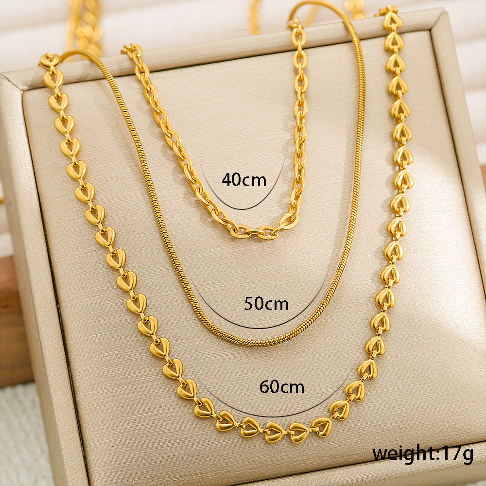 Jewelry Elegant Streetwear Geometric 304 Stainless Steel Plating Layered Necklaces