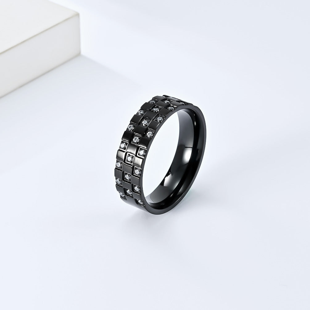 modern style round titanium steel zircon rings in bulk