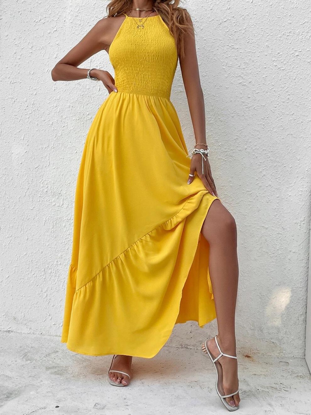 Women's Strap Dress Streetwear Strap Sleeveless Solid Color Midi Dress Holiday