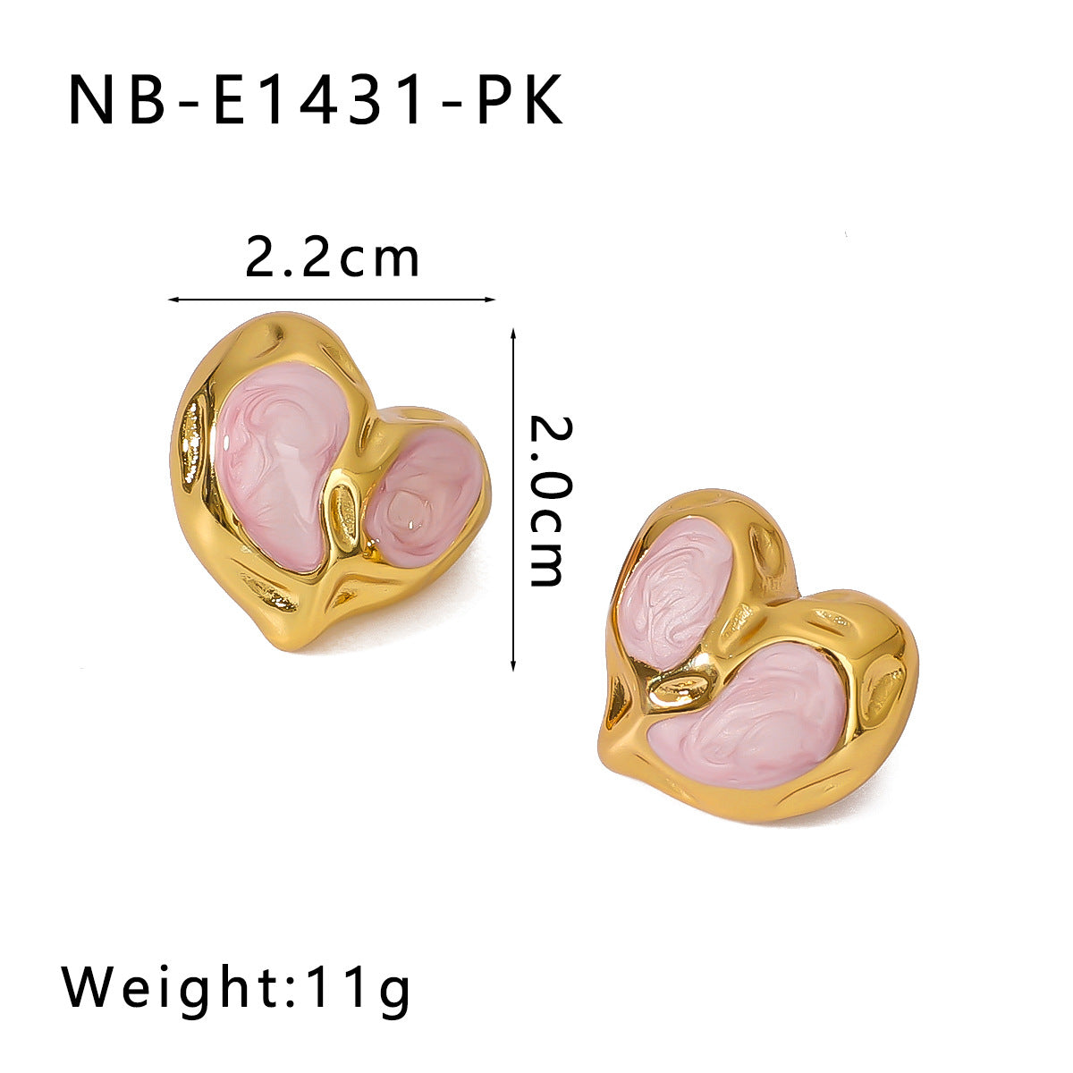 1 Pair IG Style Basic Classic Style Geometric Heart Shape Enamel Plating 304 Stainless Steel 18K Gold Plated Ear Studs