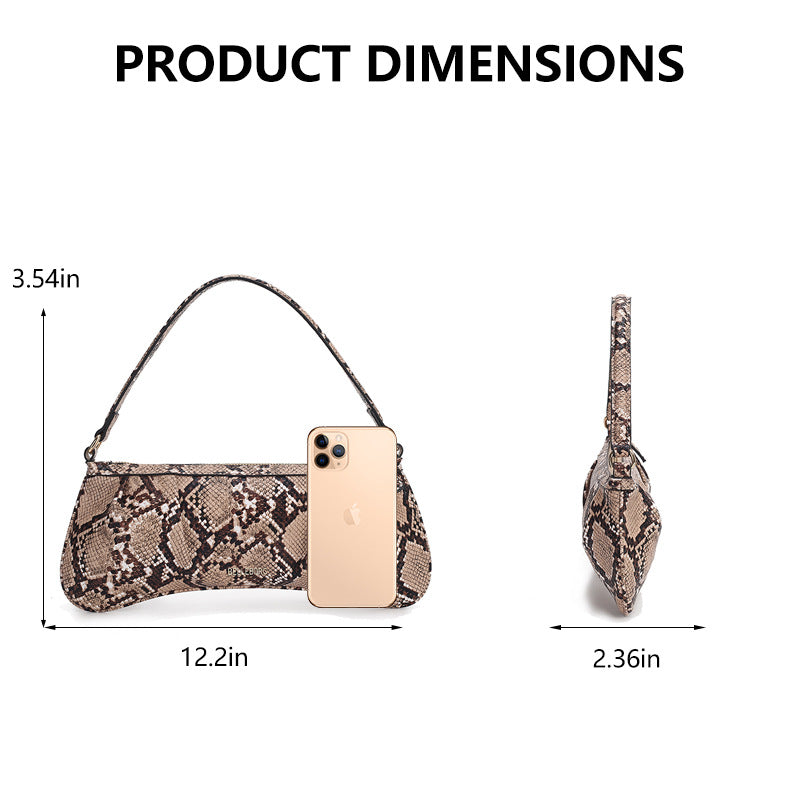 Women's Pu Leather Snakeskin Vintage Style Pillow Shape Zipper Shoulder Bag