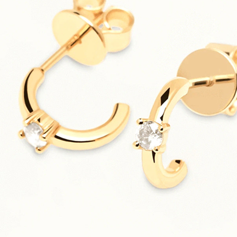 Simple Style U Shape Plating Metal Artificial Gemstones Copper Earrings - CEJEW