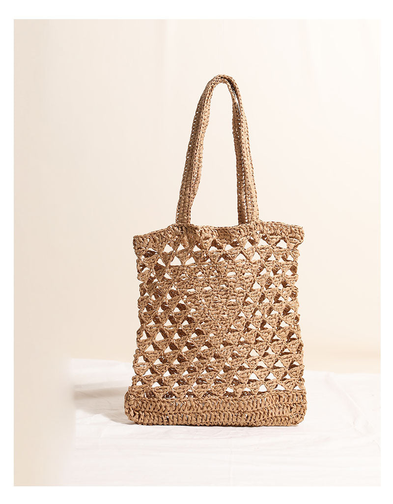 Women's Medium Paper Solid Color Classic Style Weave Square Open Straw Bag