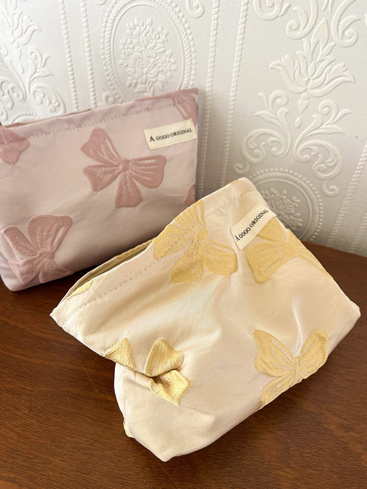 Elegant Streetwear Solid Color Bow Knot Polyester Square Makeup Bags