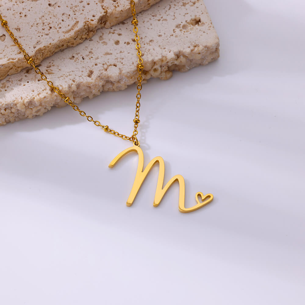 Jewelry IG Style Sweet Letter Heart Shape 304 Stainless Steel Plating Hollow Out Pendant Necklace