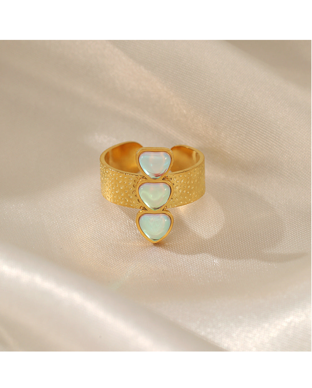 Jewelry Simple Style Heart Shape 304 Stainless Steel Opal Inlay Stainless Steel Rings