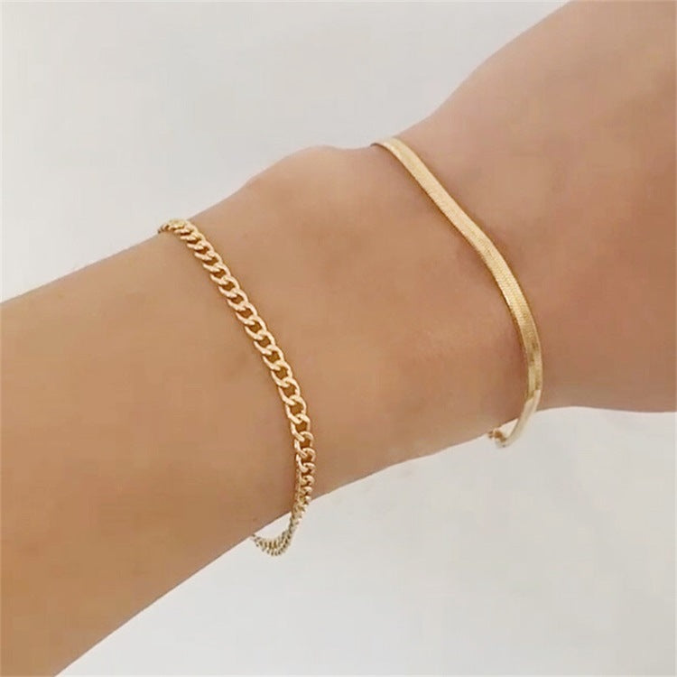 simple style u shape stainless steel plating chain 14k gold plated bracelets