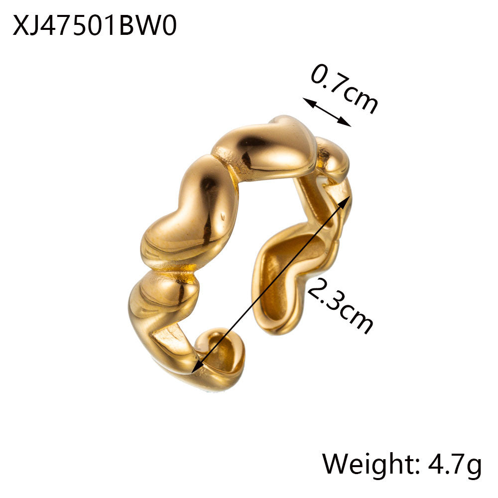 Jewelry Simple Style Heart Shape Bow Knot Titanium Steel Open Rings