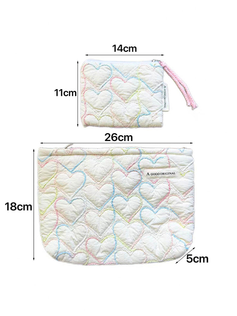 Elegant Streetwear Heart Shape Polyester Square Makeup Bags