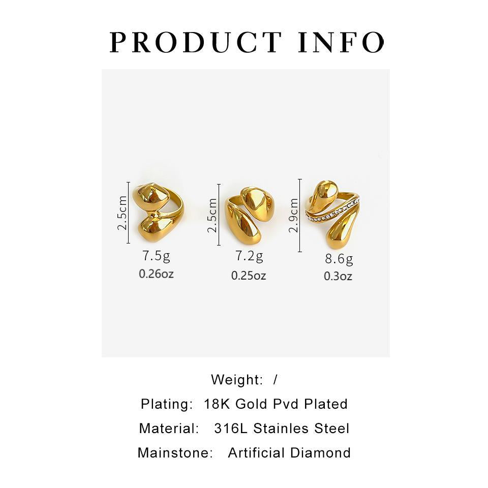 Jewelry Simple Style Classic Style Solid Color 304 Stainless Steel Irregular Plating Stainless Steel Rings - CEJEW