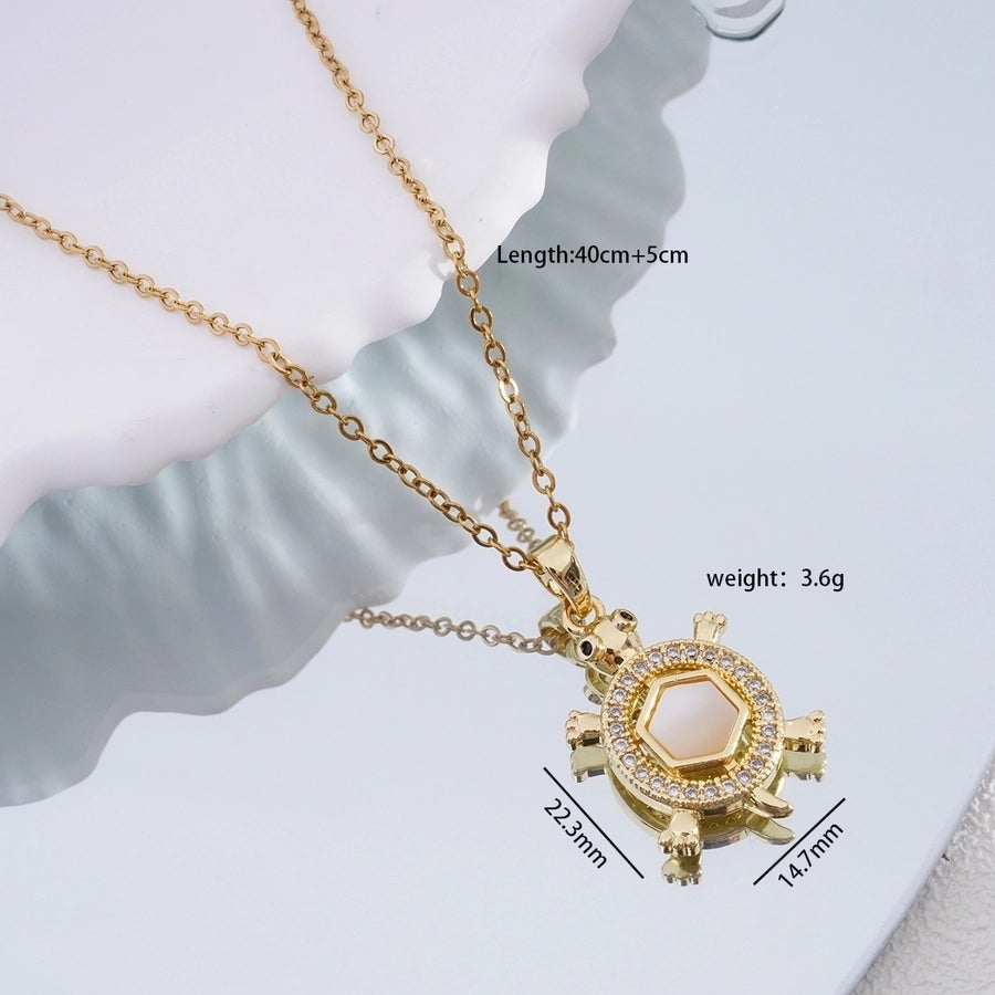 Popular  Fashion Simple Copper Plating 18K Gold Colorful Oil Necklace Cute Turtle Pendant Necklace Female Jewelry