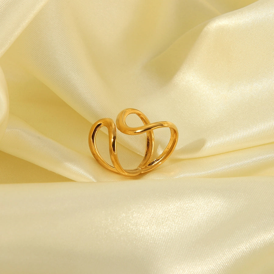 Jewelry Simple Style Irregular Solid Color Bow Knot 304 Stainless Steel 18K Gold Plated Open Rings