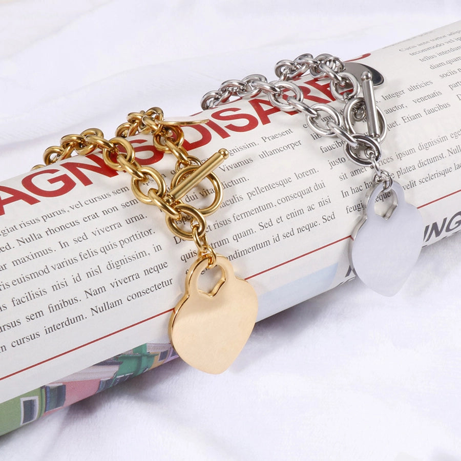 Titanium Steel 18K Gold Plated Fashion Plating Heart Necklace