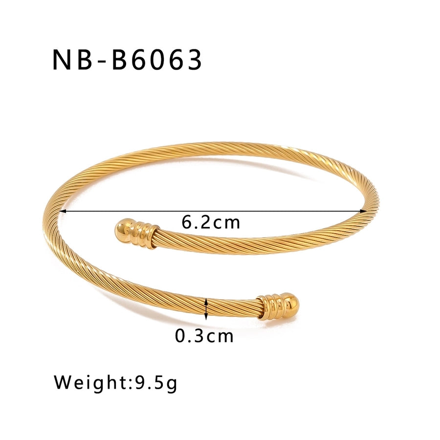 304 Stainless Steel 18K Gold Plated IG Style Simple Style Solid Color Bangle