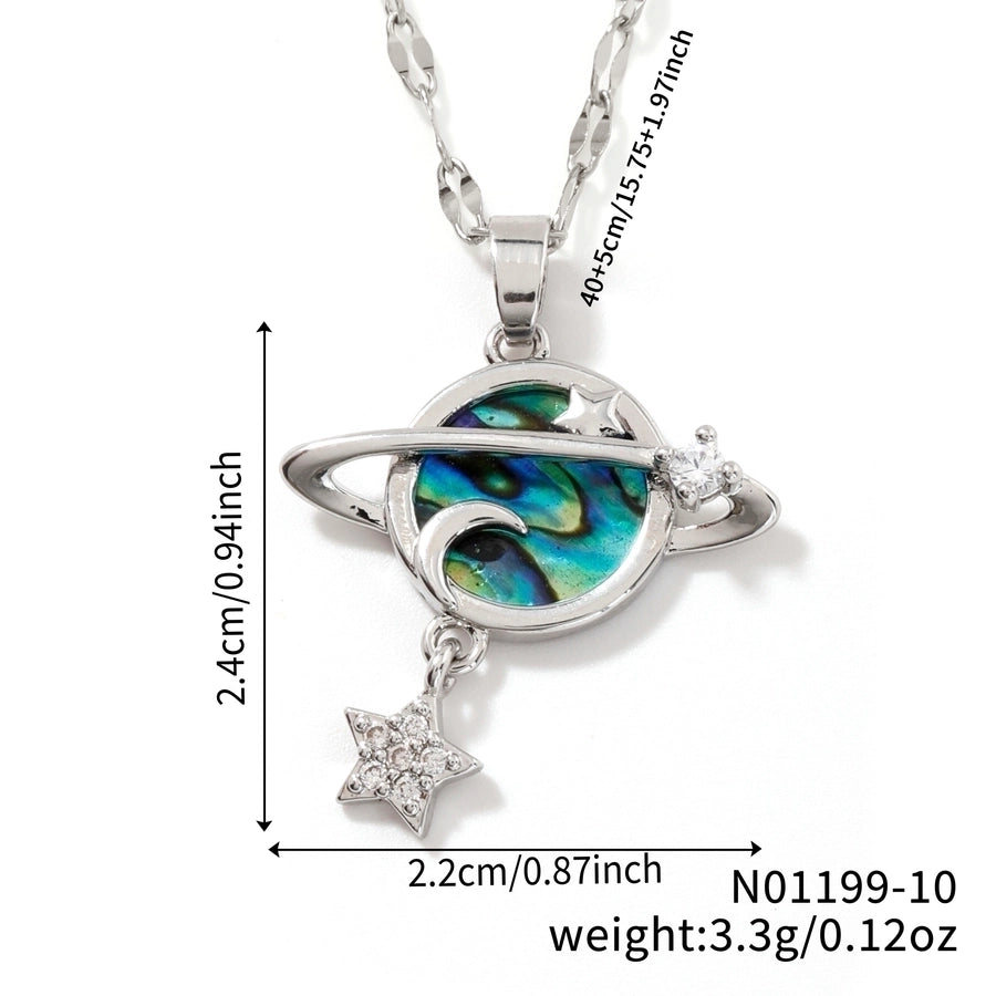 304 Stainless Steel Copper K Gold Plated Rhodium Plated Plating Inlay Starry Sky Solid Color Zircon Pendant Necklace