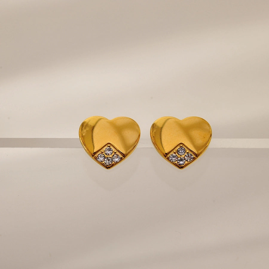 1 Pair Elegant Vintage Style Luxurious Heart Shape 304 Stainless Steel Ear Studs