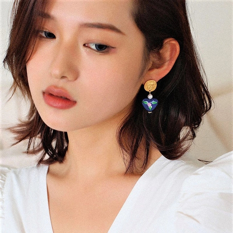 1 Pair IG Style Classic Style Shiny Star Heart Shape Inlay Copper Brass Zircon Gold Plated Ear Studs