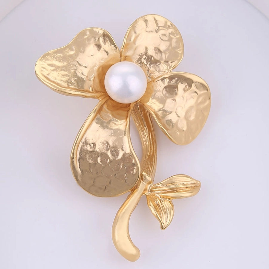 elegant lady flower alloy inlay pearl women's brooches 1 piece