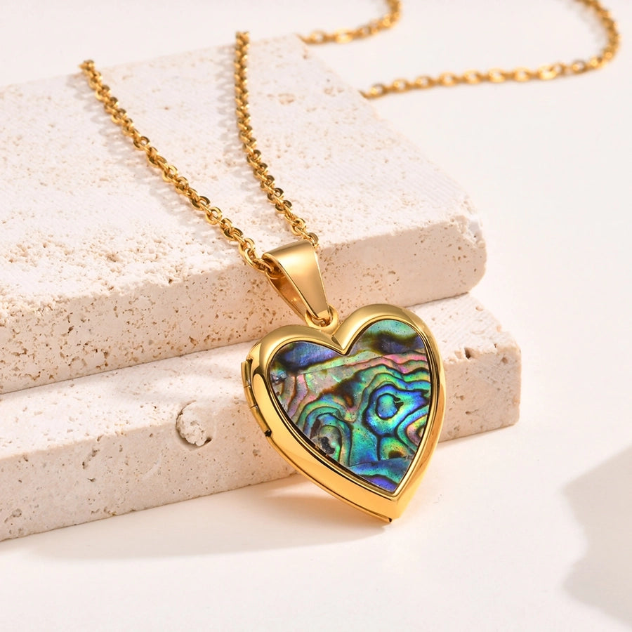 Jewelry Simple Style Heart Shape 201 Stainless Steel Pendant Necklace