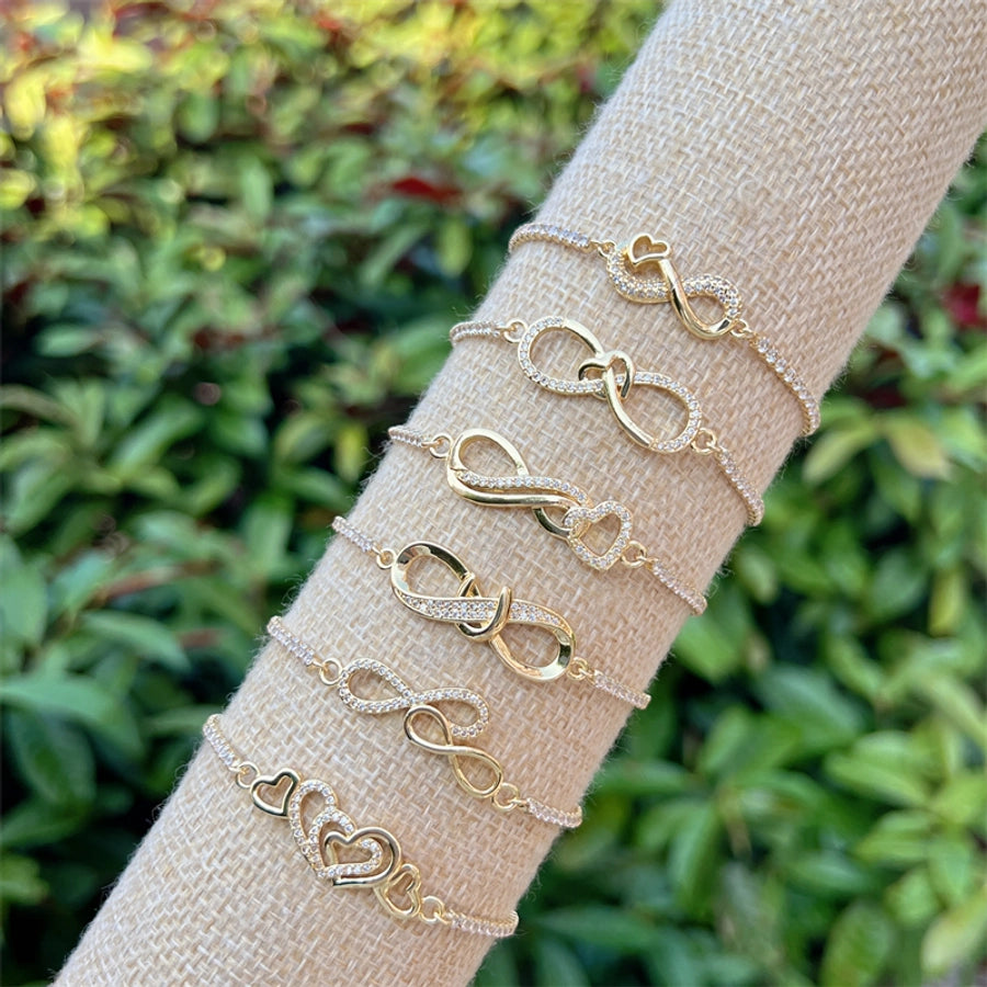 Copper 18K Gold Plated Infinity Heart Shape Bracelets