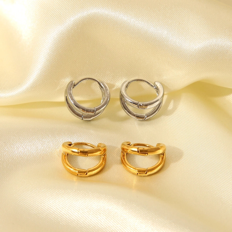 1 Pair Basic Classic Style Geometric Polishing Plating 304 Stainless Steel 18K Gold Plated Earrings