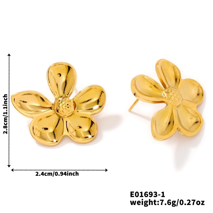 1 Pair Hawaiian Vacation Classic Style Floral Inlay 304 Stainless Steel Plastic K Gold Plated Ear Studs