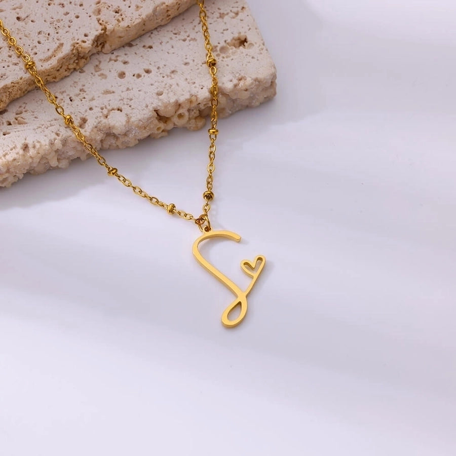 Jewelry IG Style Sweet Letter Heart Shape 304 Stainless Steel Plating Hollow Out Pendant Necklace