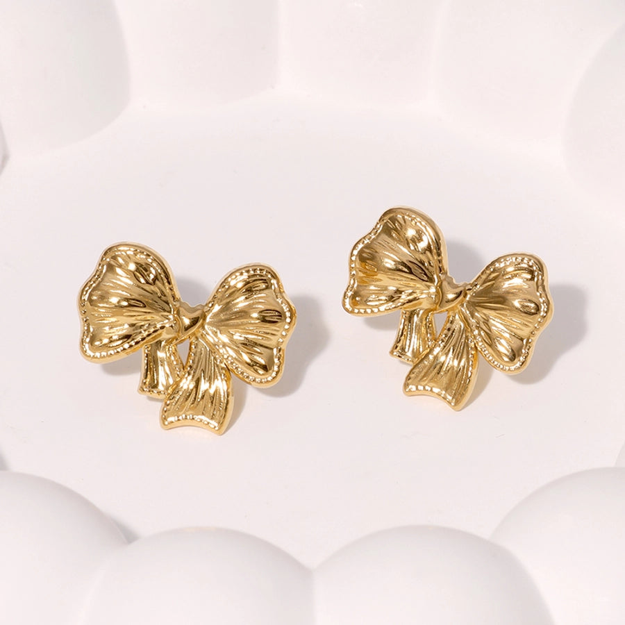 1 Pair IG Style Modern Style Simple Style Bow Knot 304 Stainless Steel 18K Gold Plated Ear Studs