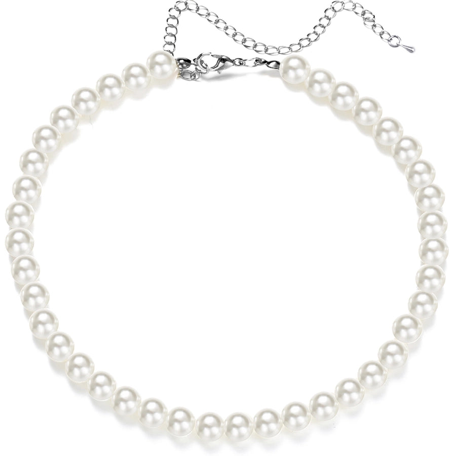 Elegant French Style Geometric Round Artificial Pearl Alloy  Necklace