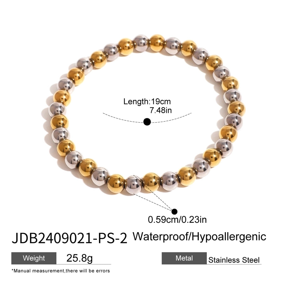 Classic Style Color Block 304 Stainless Steel Elastic string 18K Gold Plated Bracelets In Bulk