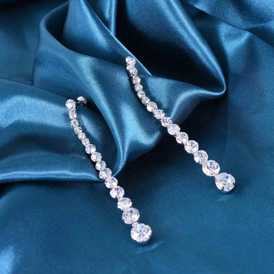 925 Silver Needle Flash Diamond Earrings Korean Long Tassel Slim Distinctive Earrings Elegant Fashion  Niche Earrings