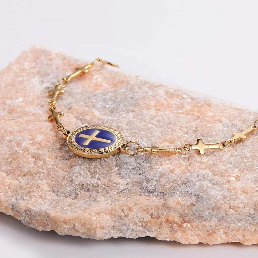 Elegant Streetwear Cross 304 Stainless Steel 18K Gold Plated Bracelets In Bulk