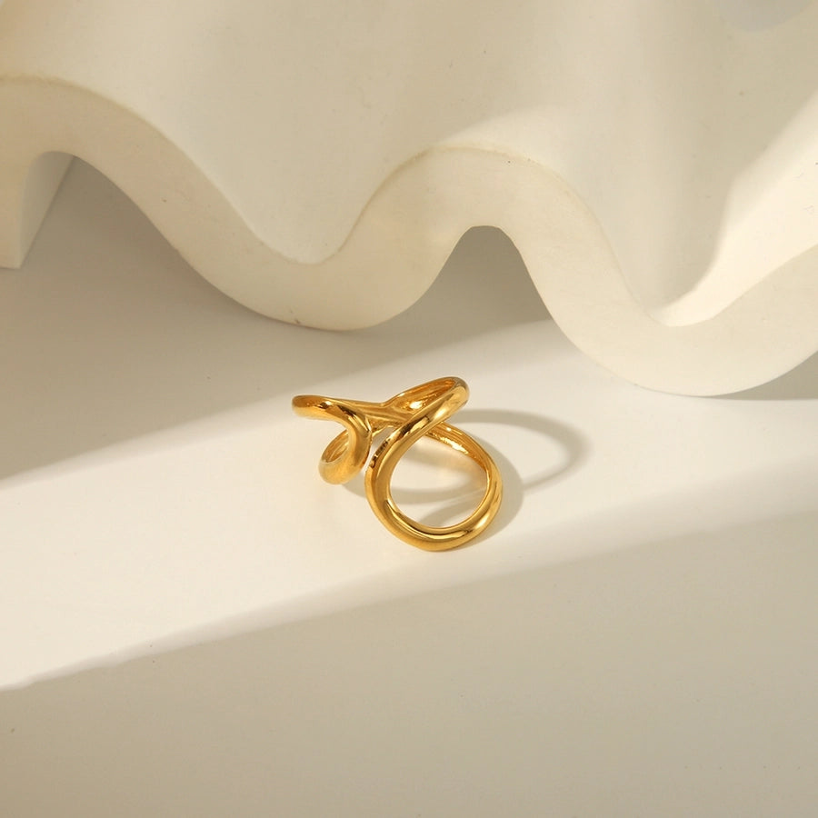 Jewelry Simple Style Irregular Solid Color Bow Knot 304 Stainless Steel 18K Gold Plated Open Rings