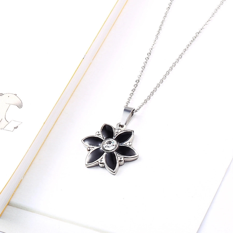 Jewelry Simple Style Classic Style Flower 304 Stainless Steel Rhinestones 18K Gold Plated Inlay Earrings Necklace