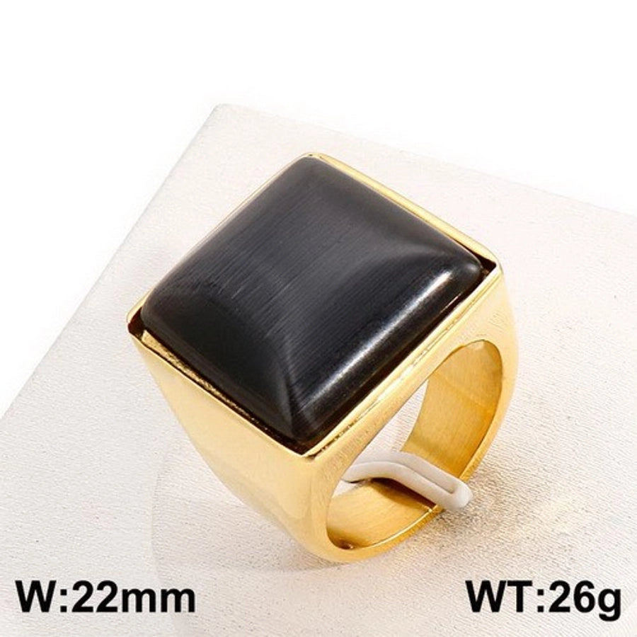 Jewelry Vintage Style Geometric Square Stainless Steel 18K Gold Plated Plating Rings