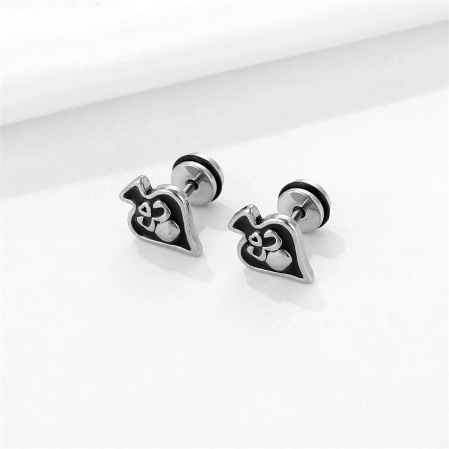 1 Piece Retro Ethnic Style Simple Style Skull Plating 316 Stainless Steel  Ear Studs - CEJEW