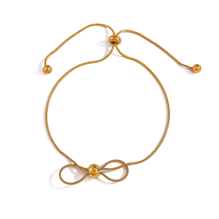 IG Style Bow Knot 304 Stainless Steel 18K Gold Plated snake chain Bracelets In Bulk Stainless Steel Bracelets