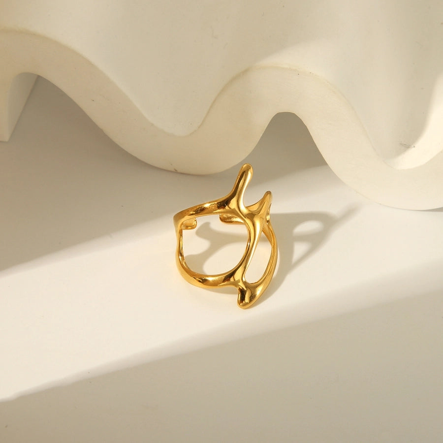 Jewelry Simple Style Irregular Solid Color Bow Knot 304 Stainless Steel 18K Gold Plated Open Rings