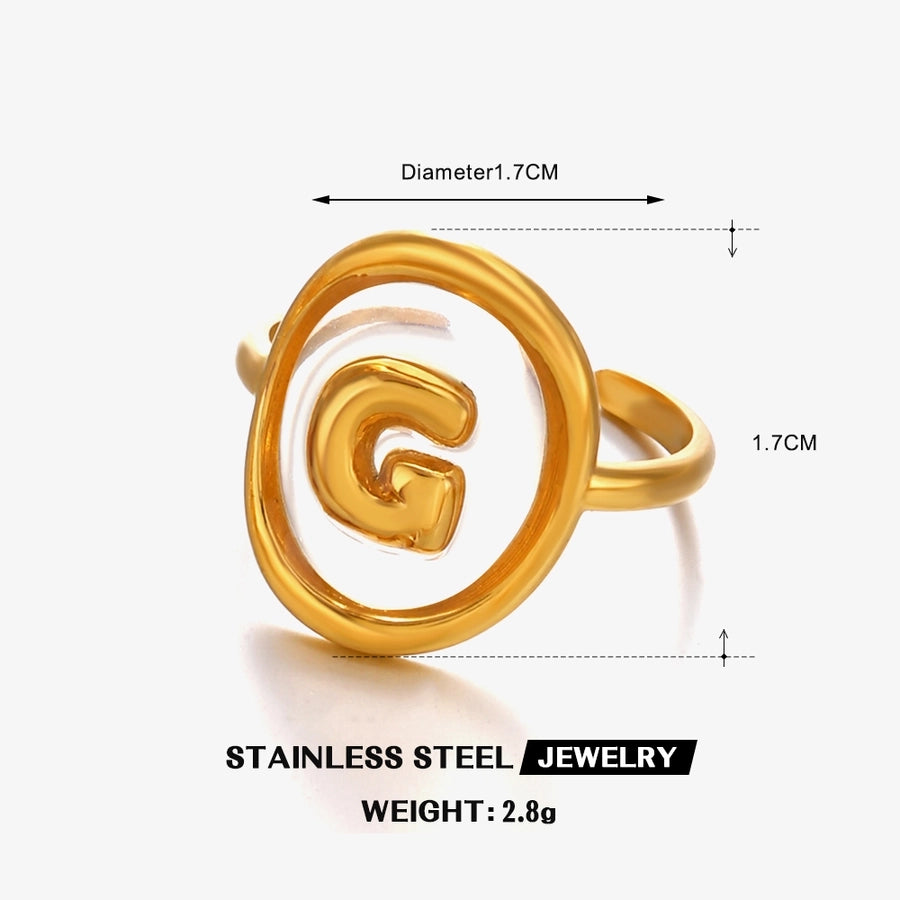 Jewelry Vintage Style Simple Style Letter 304 Stainless Steel Resin 18K Gold Plated Open Rings