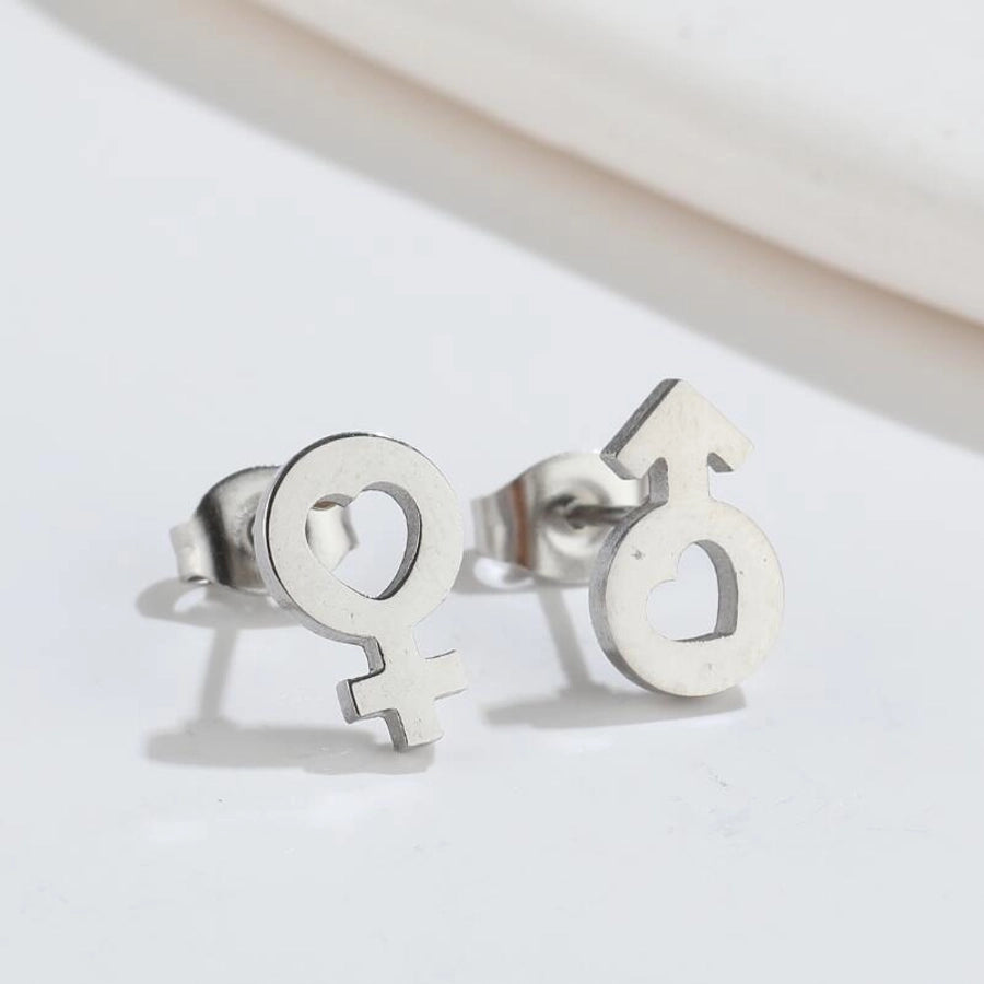 1 pair fashion star moon wings titanium steel asymmetrical plating hollow out ear studs - CEJEW