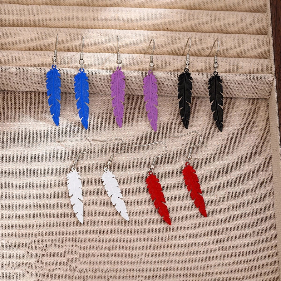 1 Pair Retro Feather Copper Drop Earrings