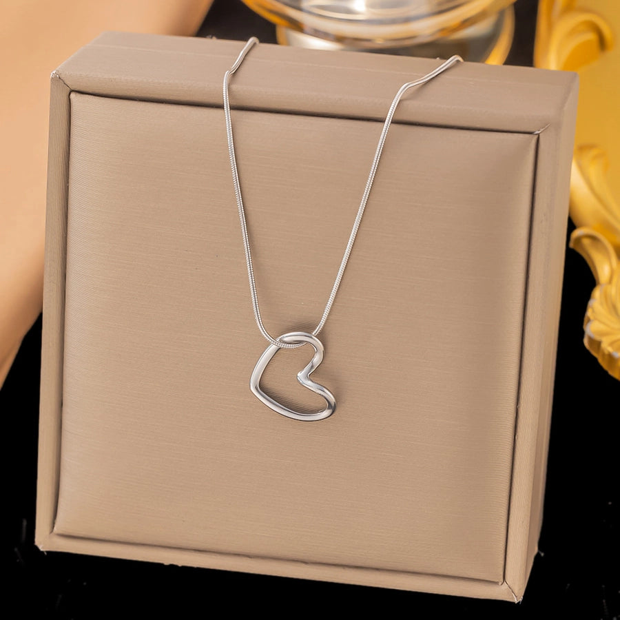 Jewelry Elegant Lady Sweet Heart Shape Rose Titanium Steel Shell Plating Earrings Necklace