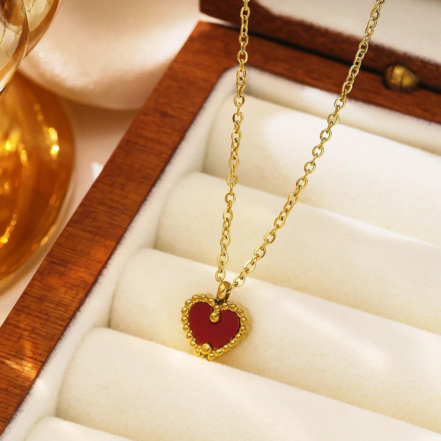 Jewelry Simple Style Classic Style Heart Shape 304 Stainless Steel 18K Gold Plated Plating Pendant Necklace - CEJEW