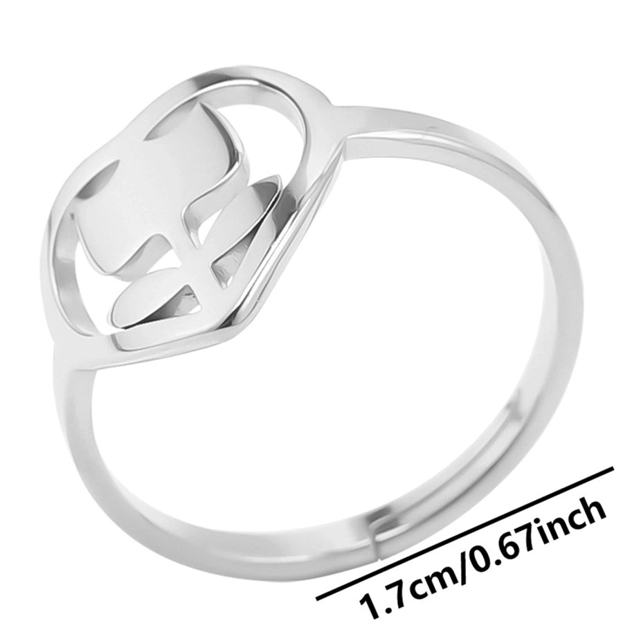 Jewelry Simple Style Flower 304 Stainless Steel 18K Gold Plated Polishing Rings - CEJEW