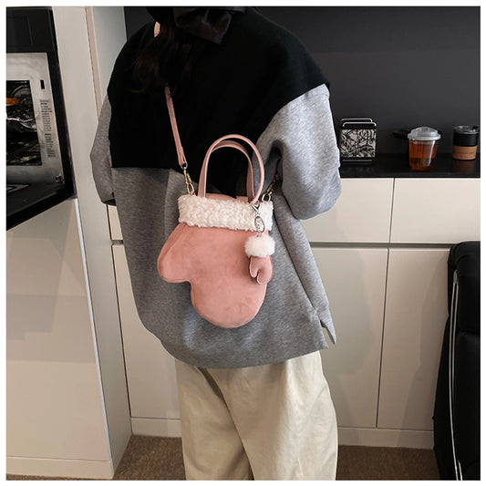 Women's Small Pu Leather Solid Color Streetwear Sewing Thread Glove-shaped Magnetic Buckle Crossbody Bag