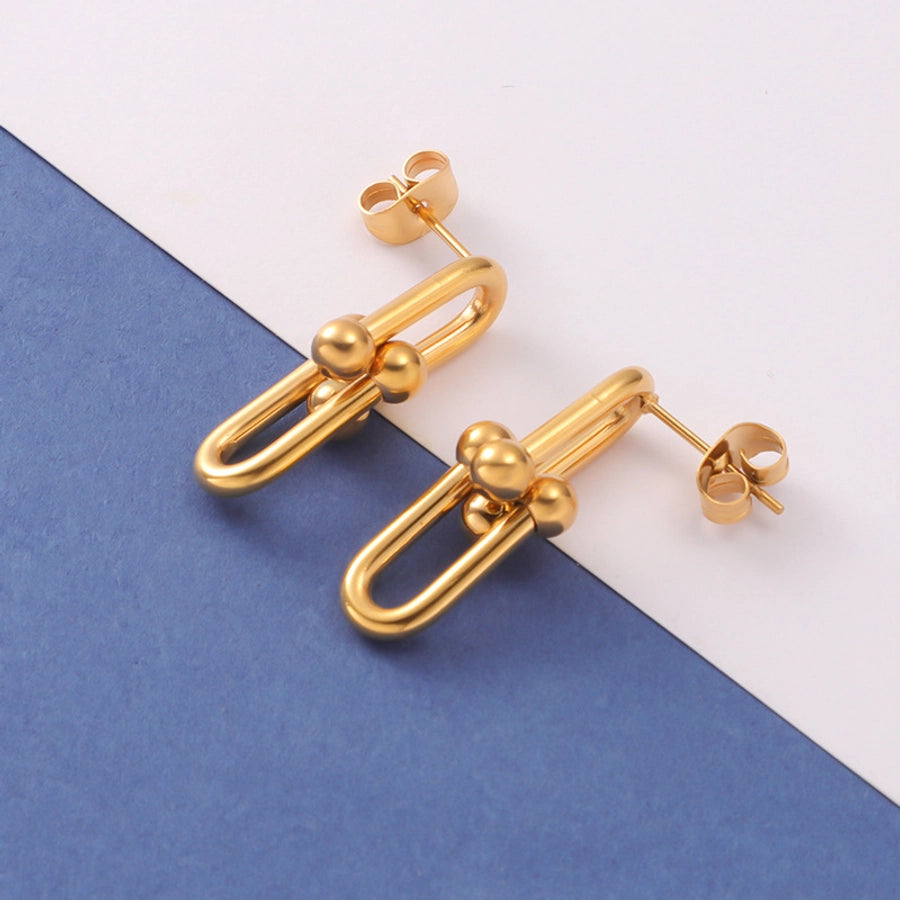 1 Pair Simple Style U Shape Plating Titanium Steel None 18K Gold Plated Ear Studs - CEJEW