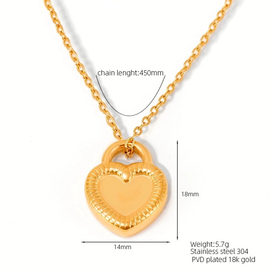 Jewelry Casual Simple Style Classic Style Heart Shape Lock 304 Stainless Steel 18K Gold Plated Stainless Steel Necklaces