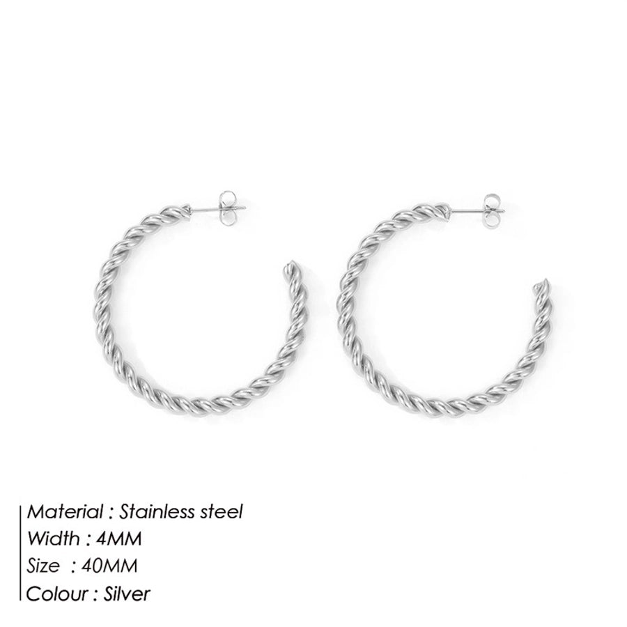 Lady Geometric Plating 304 Stainless Steel Hoop Earrings