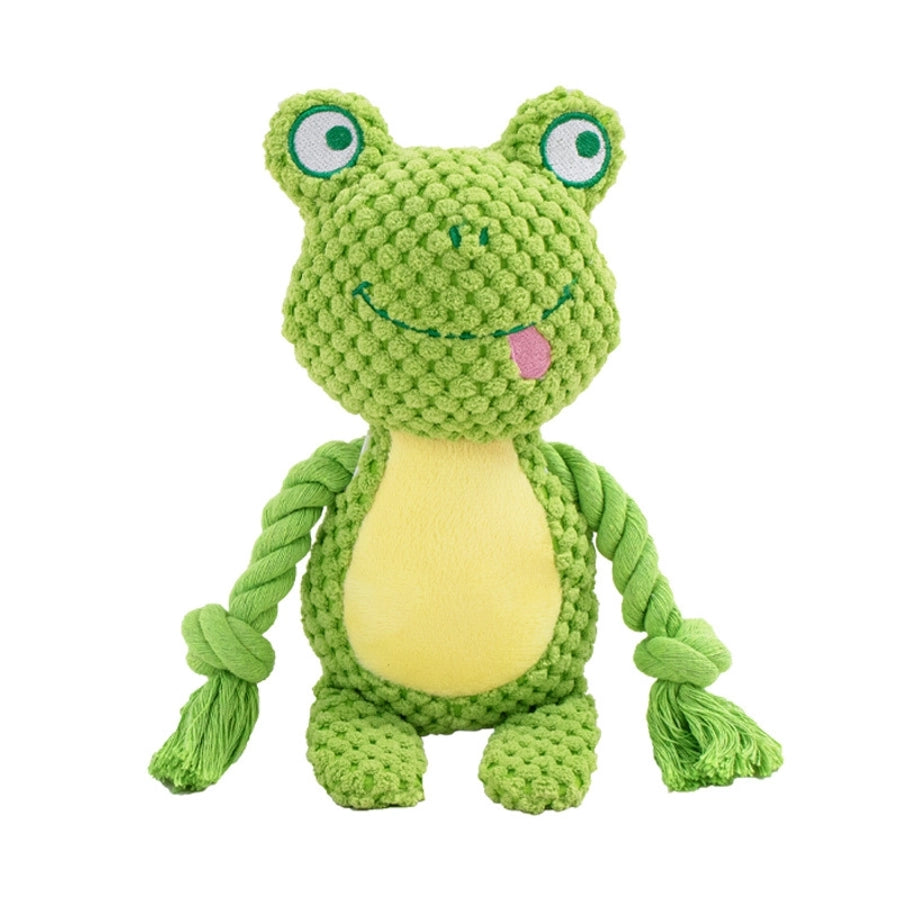 New Pet Plush Sound Making Cotton Rope Toys Fox Frog Pig Dog Interactive Tug Training Supplies